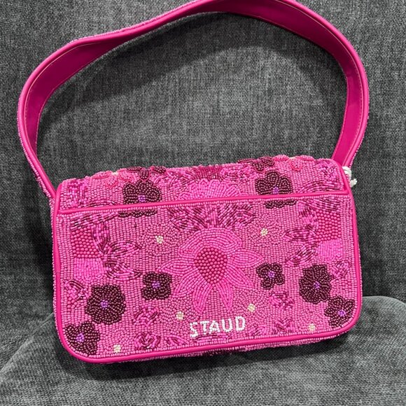 Staud Tommy Beaded Shoulder Bag Blossom Garden Party - Picture 8 of 12